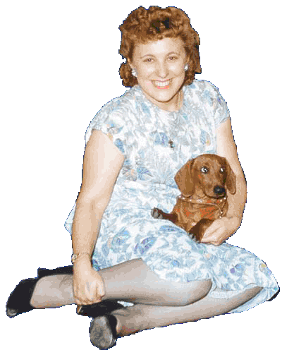 Betty and dachsund, Teddy, Circa 1950 Betty and dachsund, Teddy, Circa 1950